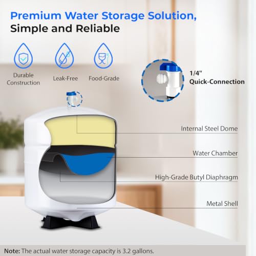 T32M Pressurized Water Storage Tank with Ball Valve for Reverse Osmosis RO Systems