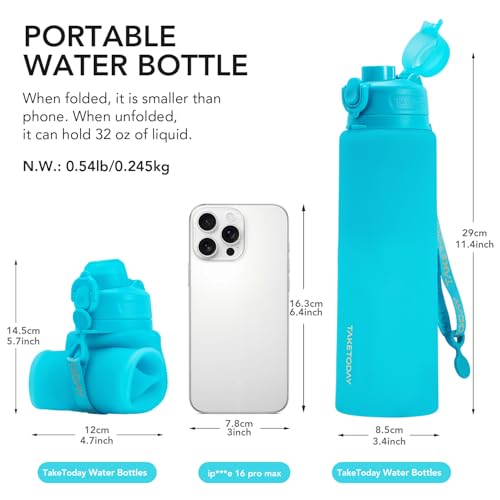 Collapsible 32oz Silicone Water Bottle