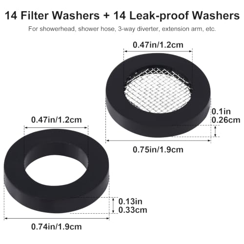 14pcs 3 4" Shower Head Screen Filter Gasket + 14pcs Rubber Washer (28 Count)