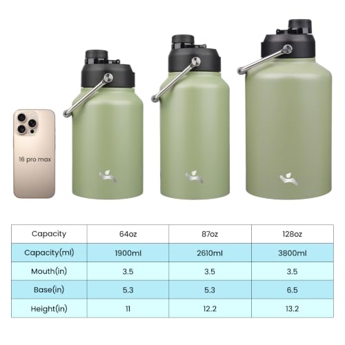 128 oz Insulated Stainless Steel Water Bottle Jug with Handle