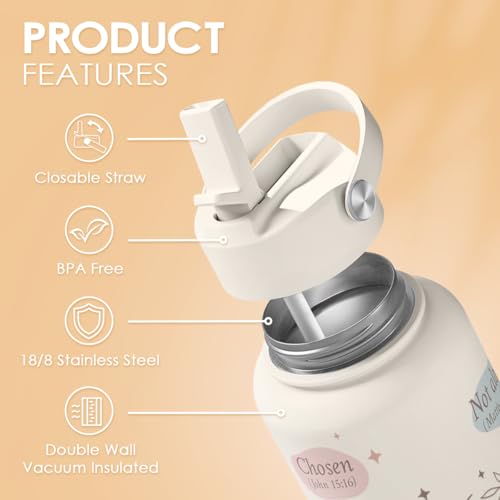 Christian Water Bottle 32oz Stainless Steel Insulated with Lid