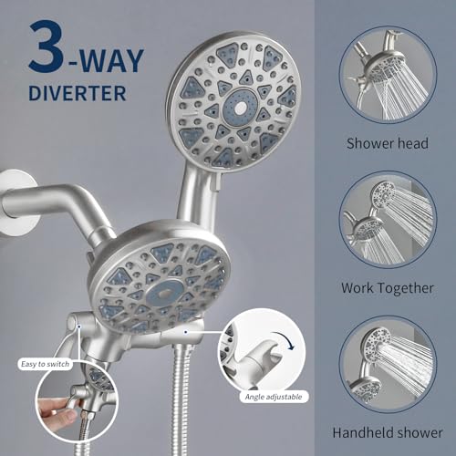 Shower Faucet Set Complete Shower Kit Dual Shower Head and Handheld 2 in 1 Combo Set Shower System Shower Trim Kit Combo Set Shower Fixtures