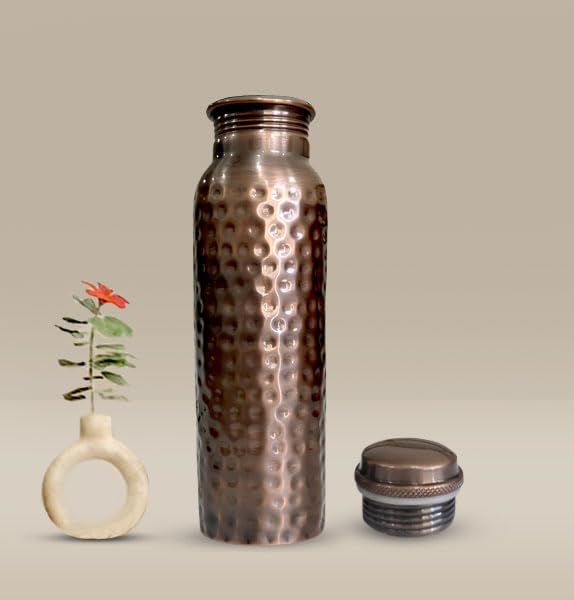 Feather Printed Copper Water Bottle Leak Proof Ayurvedic Drinkware Copper Vessel for Sports
