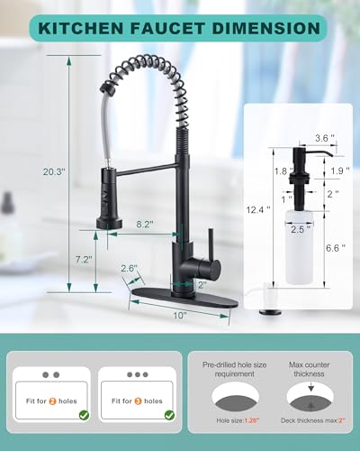 Black Kitchen Faucet with Soap Dispenser
