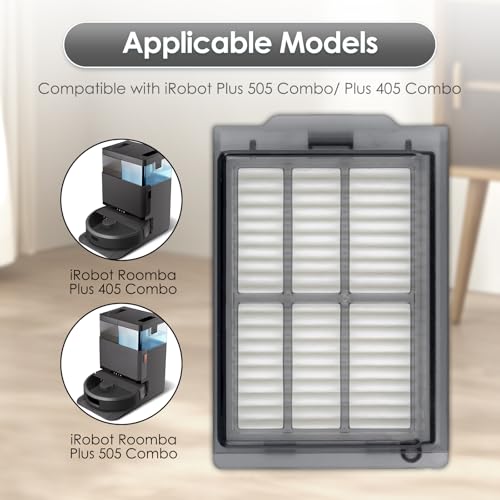 6 Pack) 505X Combo Replacement HEPA Filters for iRobot Roomba 505X Combo, Plus 505 Combo, Plus 405 Combo, Plus 506/507 Combo Vacuum Filters, Upright Filter, Canister Filter (6 Count)
