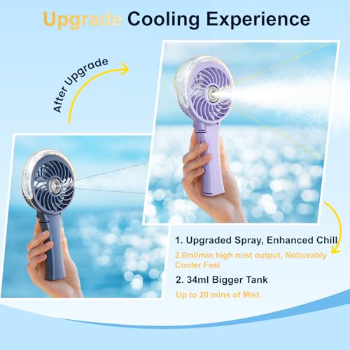 Upgraded Portable Handheld Misting Fan