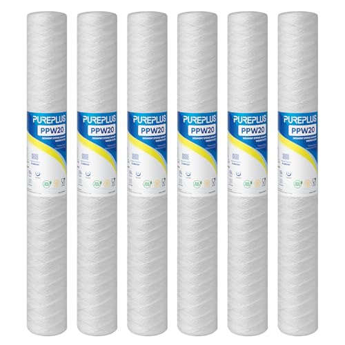 5 Micron 2.5" x 20" Whole House String Wound Sediment Filter for Well Water (6 Count)