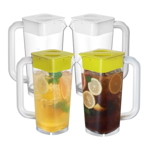 4 Pack 2L 68 oz Plastic Pitcher with Lid & Handle