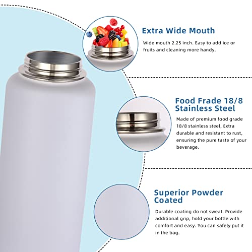 32oz Insulated Water Bottles Bulk 4 Pack with Straw Lid & Spout Lid (4 Count)