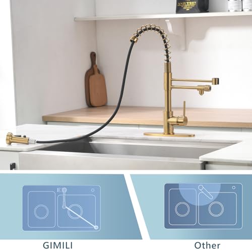 Brushed Gold Drinking Water Faucet 3 in1 Commercial Style Pull