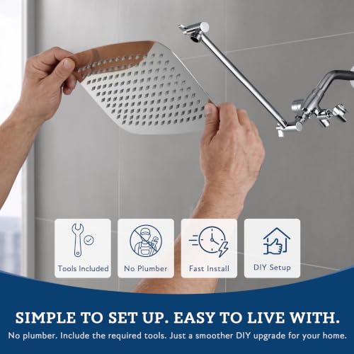 All Metal 16" Rain Shower Head with Handheld for Bathroom Upgrade