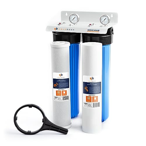 2 Stage Whole House Water Filter System with 20x4.5 House Water Filters Reducing Sediment & Odors with Gauge & Release (2 Count)