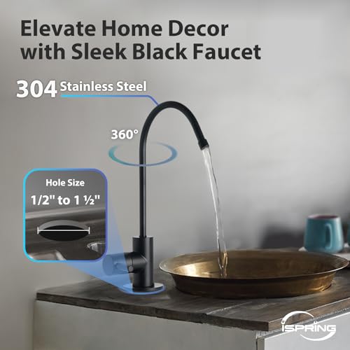 RCC7P-AK-BLK, 6-Stage Alkaline Reverse Osmosis System with Booster Pump, RO Water Filtration System, Sleek Black RO Faucet, TDS PFAS Removal, Patented Top-Mounted Faucet for Easy Installation