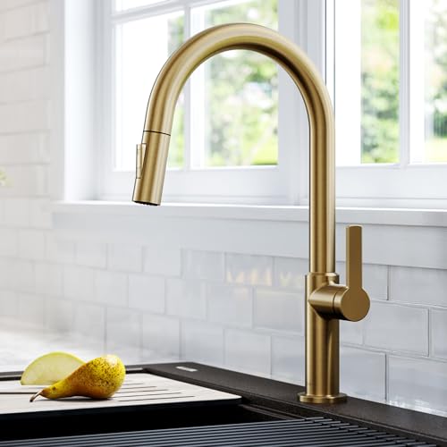 Spot Free Brushed Brass Pull Down Kitchen Faucet KPF