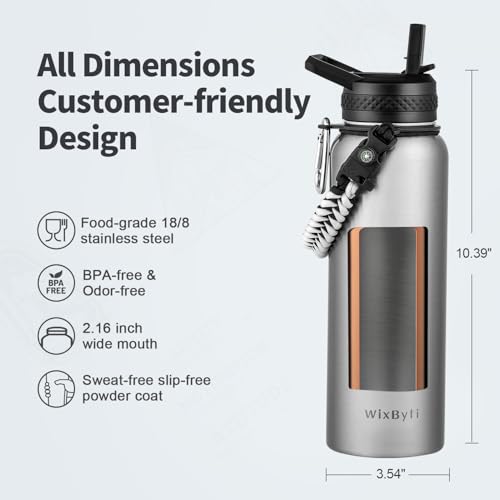 40 oz Insulated Water Bottle with Straw