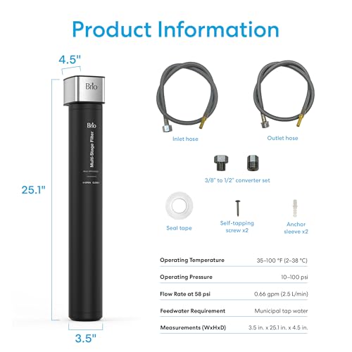 22" Under Sink Water Filter System for Kitchen & Bathroom Faucet