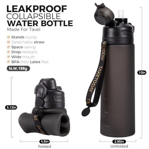 Collapsible Water Bottles with Straw for Travel