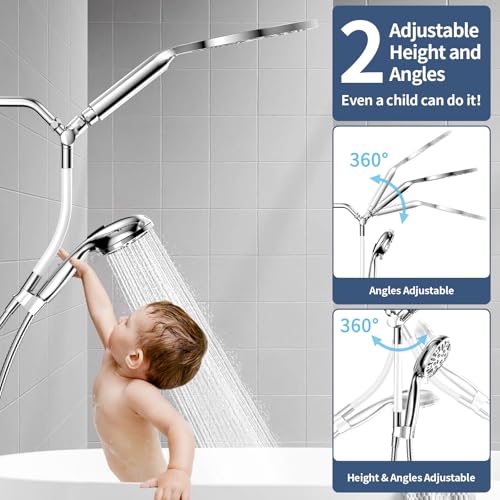 High Pressure Dual Shower Head with Handheld Spray Combo