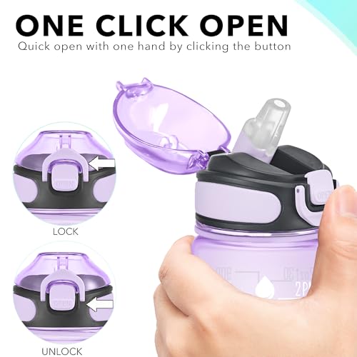 32 oz Water Bottle with Times to Drink and Straw