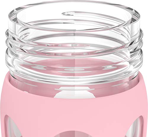 22-Ounce BPA-Free Glass Water Bottle with Classic Cap and Protective Silicone Sleeve, Desert Rose