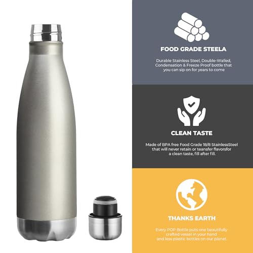 17oz Sport Water Bottle 4 Pack Vacuum Insulated Stainless Steel Leak
