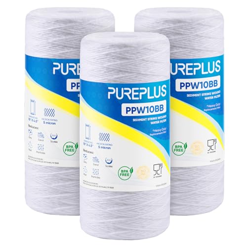 5 Micron 10 x 4.5 Whole House String Wound Sediment Filter for Well Water (3 Count)