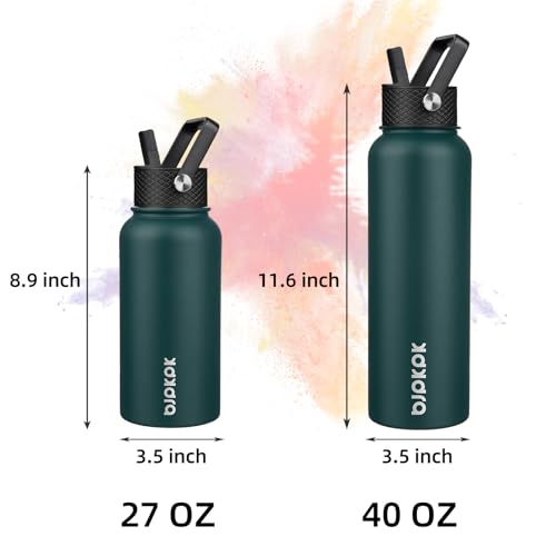 40oz Insulated Water Bottle with Straw Lid