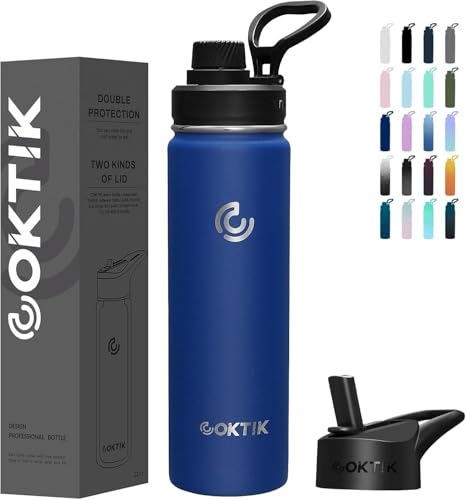 40 Pack 22 oz Sports Water Bottle With Straw (40 Count)