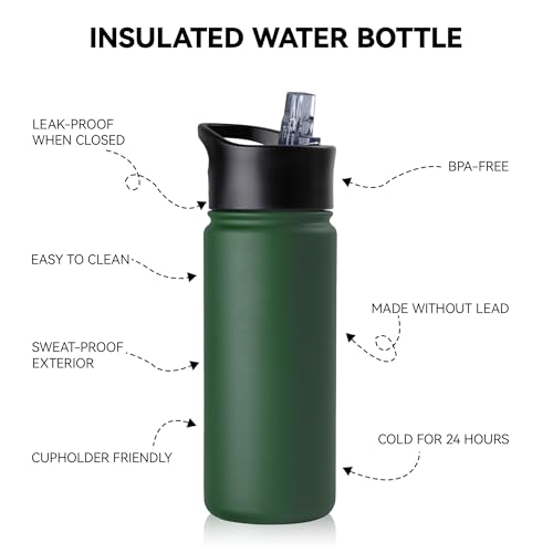 16 oz Insulated Water Bottle Bulk 4 Pack (4 Count)