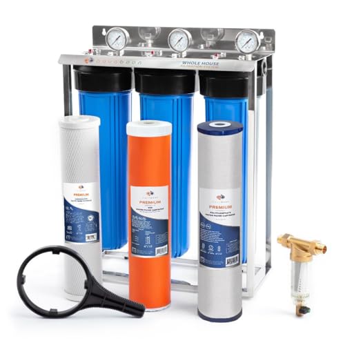 3 Stage Whole House Water Filter System with 5 Micron 20x4.5 Anti