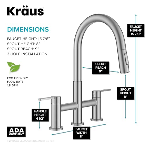 Oletto Bridge Kitchen Faucet with Pull