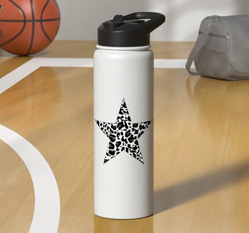 Star Shape Cute Cheetah Leopard Print Graphic Stainless Steel Insulated Water Bottle