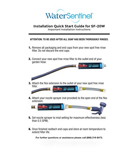 SF 20W Spotless Car Wash Inline Deionized Water Garden Hose Water Filter & Extension Adapter for RV