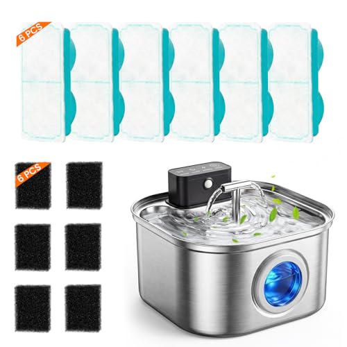 6pcs Replacement Filters for 3.2L Cordless Cat Water Fountain