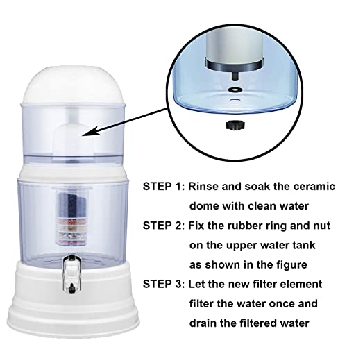 Replacement Ceramic Dome Water Filter with Coconut Shell Activated Carbon and Faucet Kit for Countertop