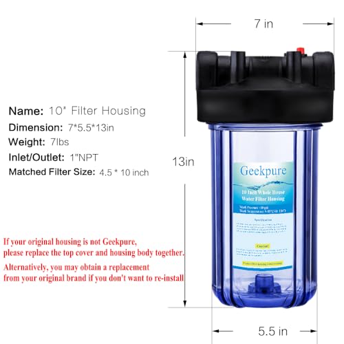 10 Inch Water Filter Housing for Whole House Water Filtration with Wrench Bracket (4 Count)