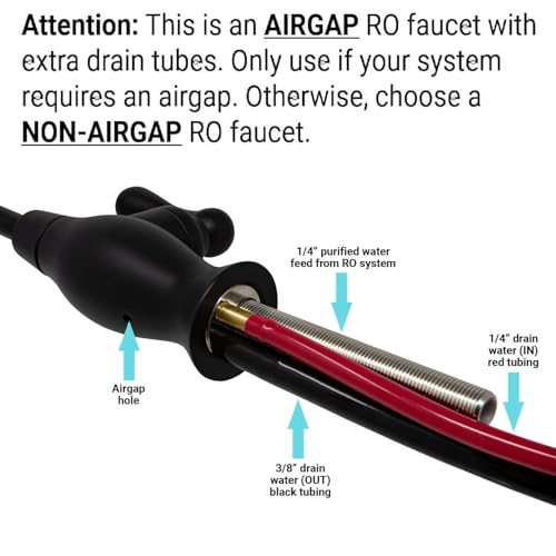 3-Line Air-Gap RO Faucet, Matte Black, NSF Certified
