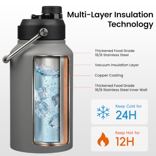 87 oz Insulated Stainless Steel Water Bottle Jug with Handle