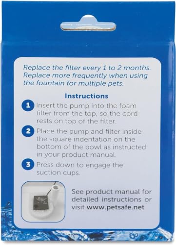 Drinkwell Replacement Foam Filters Compatible with PetSafe Ceramic and Stainless Steel Pet Fountains (2 Count)