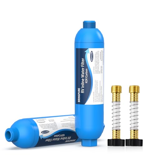 RV Inline Water Filter with Flexible Hose Protector (2 Count)