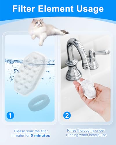 24 Pack Stainless Steel Cat Fountain Filters Compatible with Rellaty & Fit for Neareal Cat Fountain 108oz (24 Count)