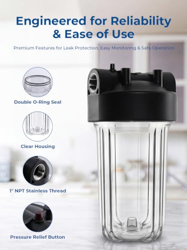 10" x 4.5" Clear Whole House Water Filter Housing