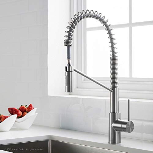 Oletto Commercial Style Single Handle Pull Down Kitchen Faucet with QuickDock Top Mount Installation Assembly in Chrome