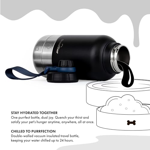 Insulated Portable Dog Water Bottle with 2 Detachable Water Bowl Dispenser
