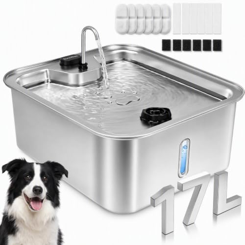 Pet Fountain Stainless Steel with Water Level Window 4.5Gal