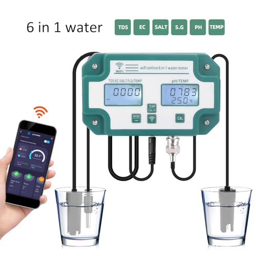 Water Quality Meter TDS EC 6 in 1 Salinity Temperature Tester Real Time Transmission
