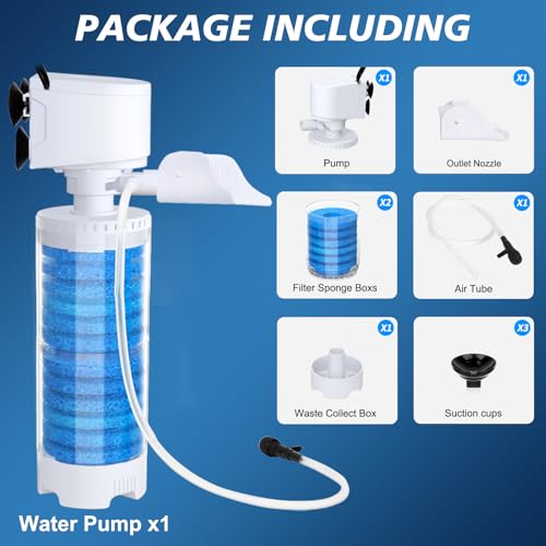 4-in-1 Mutilstage Aquarium Filter, 6W Bubble Oxygen for 20-40Gal