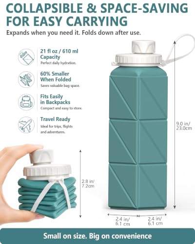 Collapsible Water Bottles 21oz (3 Count)