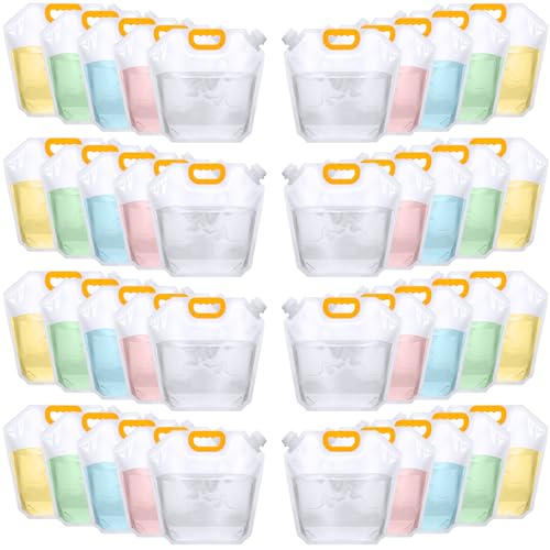 72 Pcs 1.3 Gallon Collapsible Water Storage Bag Emergency Jug Container Clear Plastic Water Bladder for Outdoor Sport Camping Hiking No Leak (72 Count)