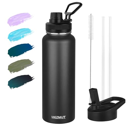 40oz Large Metal Sports Insulated Water Bottle with 2 Lids